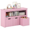thumbnail image 1 of Costway Storage Cabinet 3 Drawer Chest with Wheels Large Storage Cube Shelf Pink, 1 of 10
