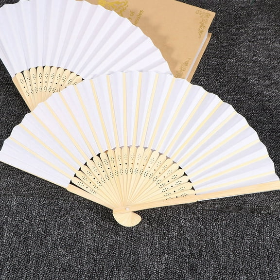 LOLIPPYY Set of 12 White Chinese Folding Fans for Painting, Portable Handheld Fans Perfect for Weddings, Parties, and Events
