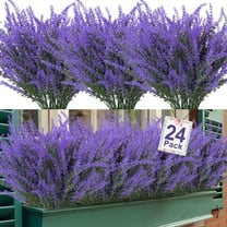 TINTEC 24 bundles of simulated lavender flowers, fake plastic purple flowers, outdoor ultraviolet protection, indoor and outdoor decoration.