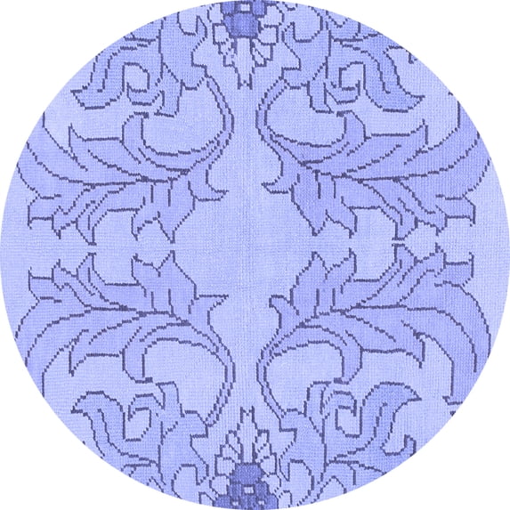 Ahgly Company Indoor Round Abstract Blue Modern Area Rugs, 8' Round