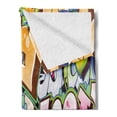 thumbnail image 2 of Urban Graffiti Soft Flannel Fleece Throw Blanket, Throwie Style Wall Graffiti of Bubble Letters Partially Overlapping Words, Cozy Plush for Indoor and Outdoor Use, 70" x 90", Multicolor, by Ambesonne, 2 of 5
