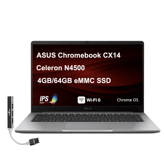 ASUS CX14 CX1405CKA-CL464 14.0in Chromebook: 60Hz Refresh Rate, response time, FHD (1920x1080) IPS, , VESA Compatible- Ideal for Everyday Value Use