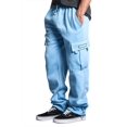 thumbnail image 2 of G-Style USA Men's Solid Fleece Cargo Pants DFP2 - Sky Blue - Medium, 2 of 5