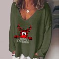 thumbnail image 2 of Mode Femme Décontractée Imprimé Col en V T-shirt Manches Longues Ample Blouse Pull, 2 of 9