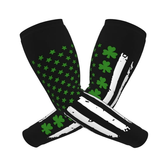 Compression Arm Sleeves Cooling For Men Women St. Patrick'S Day Big Irish America Flag Sun Protection Sleeve Baseball Athletic Basketball Sleeve Cover