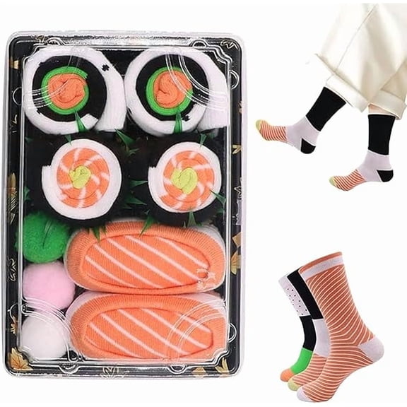 3 Pairs Funny Sushi Socks Box for Men Novelty Food Socks Funky Cool Crazy Socks Gifts Ideas Father's Day Gift
