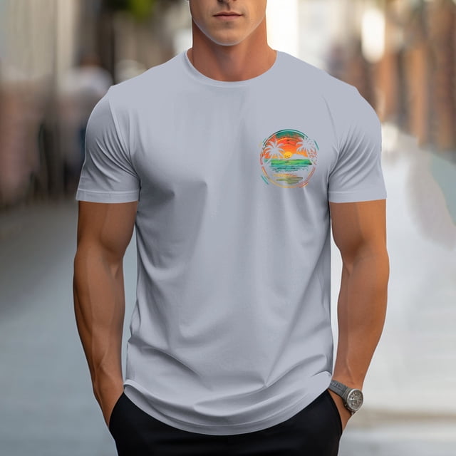 Styesk T-Shirts pour Homme Mode Décontractée Hommes T-shirt de Sport Imprimé Manches Courtes Col Rond Chemisiers Chemises