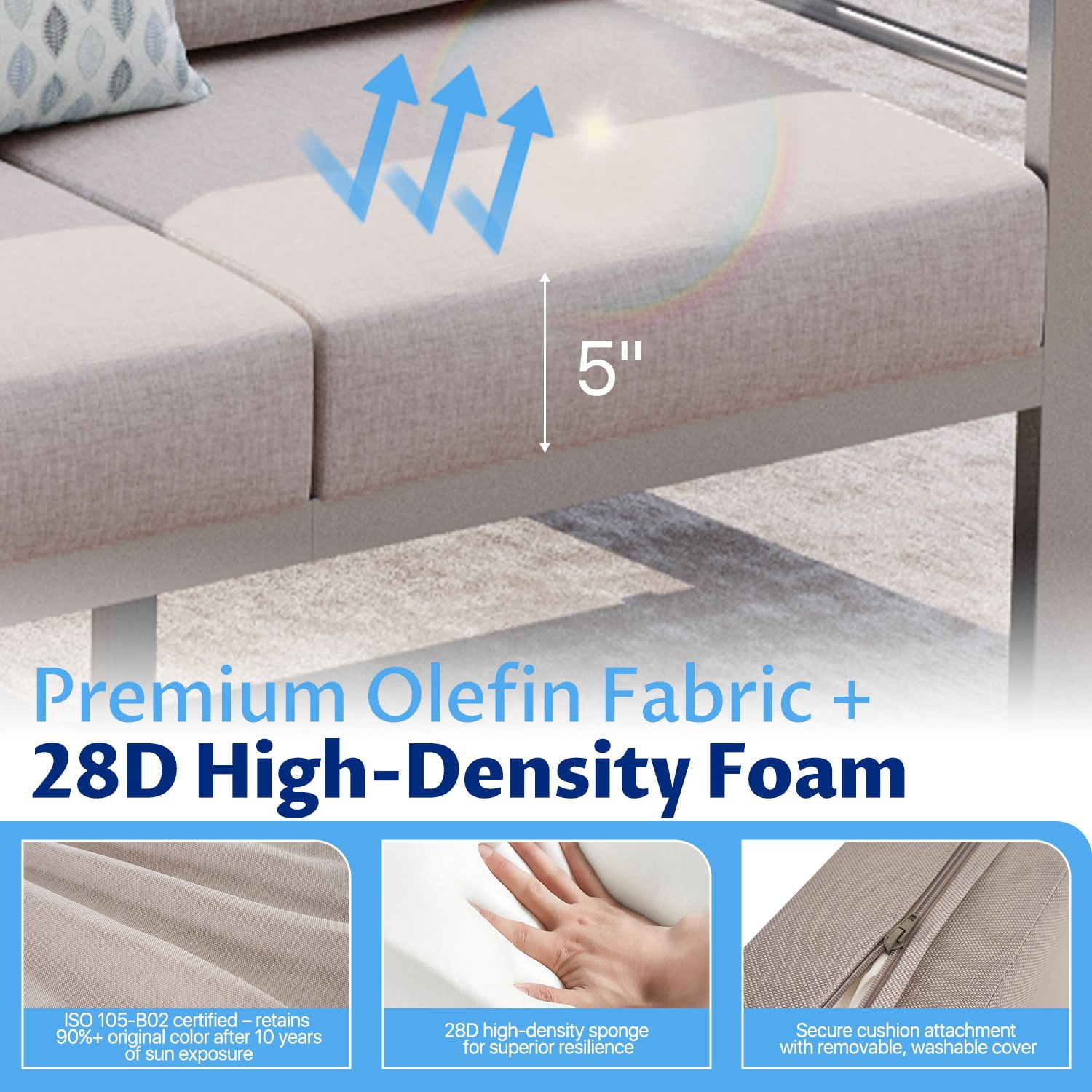 LazySunsets Aluminum Patio Furniture Set 2 Seats, Light Gray