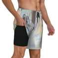 thumbnail image 3 of Haiem The Cat Looks In The Mirror Men'S Quick-Dry Swim Trunks: Comfortable Beach Shorts With Mesh Lining And Pockets - Ideal For Swimming And Sunbathing Small, 3 of 9