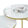 thumbnail image 4 of Modern Round Nesting Coffee Table Set with 31.5 inch Tempering Glass Top with imitation marble sticker Stacking Side Tea Table for Living Room, 4 of 8