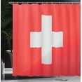 thumbnail image 3 of Ambesonne Switzerland Shower Curtain, Plus Shape on Red Back, 69"Wx75"L, Red Vermilion White, 3 of 4