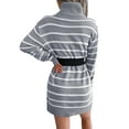 thumbnail image 6 of hirigin Women Knit Dress, Long Sleeve Turtleneck Striped Mini Sweater Dress for Casual Daily, 6 of 7