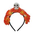 thumbnail image 2 of Day of The Dead Headpiece, Day of The Dead Decorations, Orange Floral Skull Gothic Halloween Party Headband, Sugar Skull Decor for Stage Performance and Trick Or Treating, 8 Inch,, 2 of 4