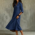 thumbnail image 4 of Guieoi Plus Size Solid-Color Embroidered Dress,Womens Dresses Blue XXL, 4 of 6