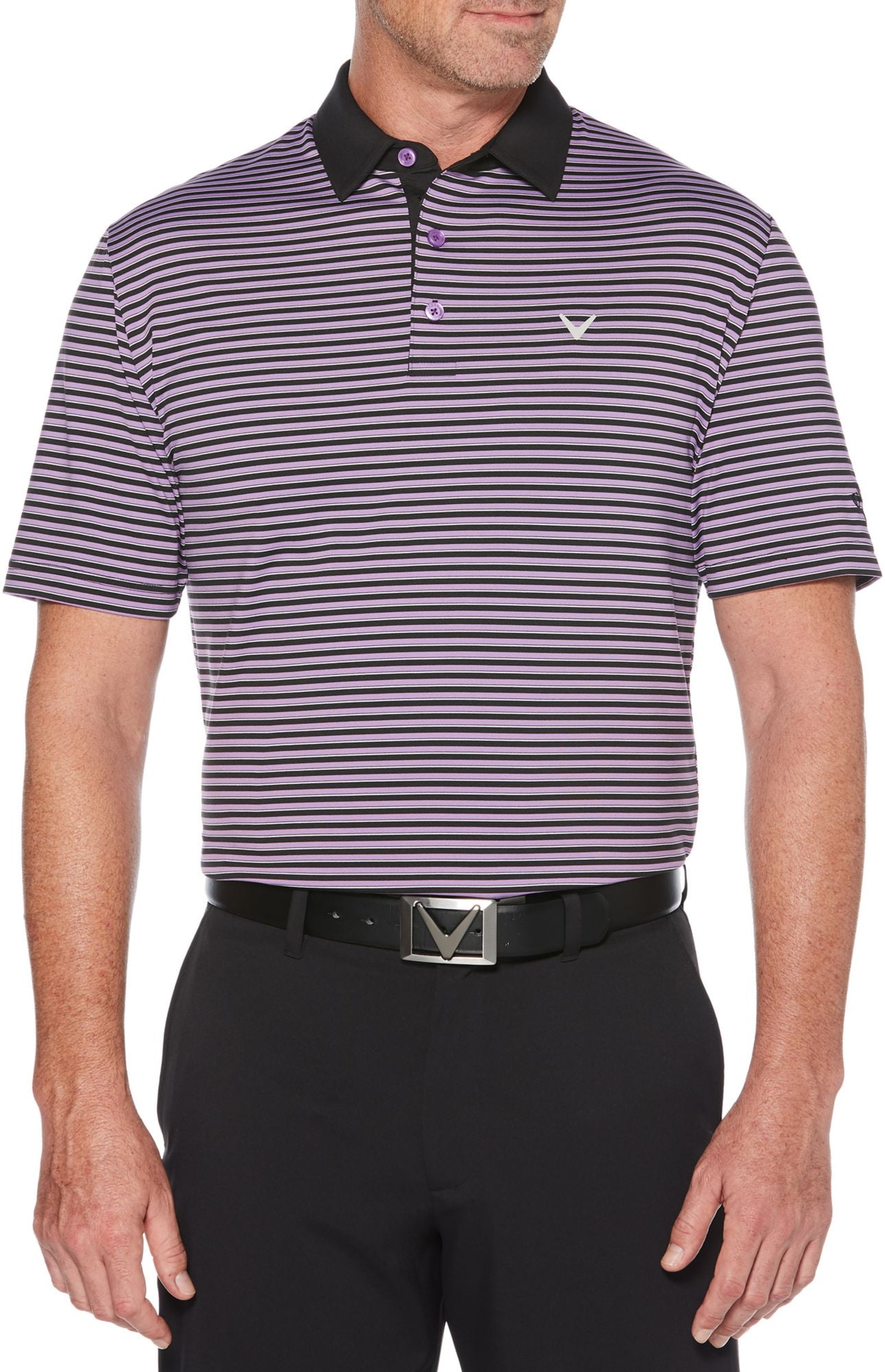 Callaway Men's Refined 3 Color Stripe Golf Polo