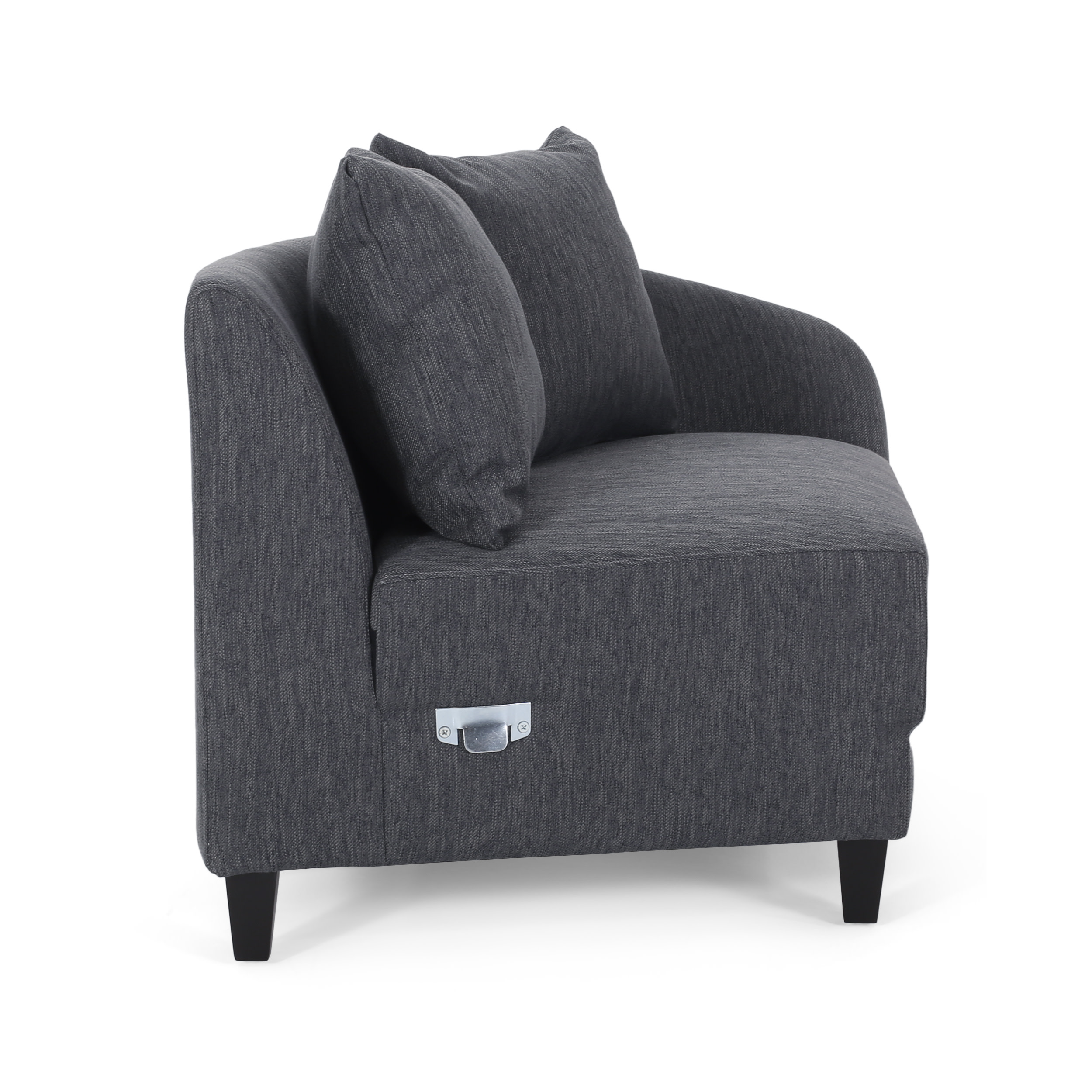 Noble House Raintree Indoor Contemporary Fabric 3 Seater Curved Sectional Sofa, Charcoal