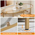 thumbnail image 5 of Alden Design Two-layer Modern Oval Glass Coffee Table for Living Room, Gold, 5 of 11