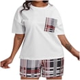 thumbnail image 2 of Qiopertar Ensemble d'Été Imprimé pour Femmes Manches Courtes Demi-Manches Col Rond Haut Court + Shorts Décontractés Ensemble Deux Pièces Liquidation Livraison Gratuite Offres de la Semaine Liquidation, 2 of 6
