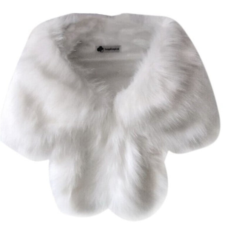 Women's Faux Fur Shawl Wraps Stole Cloak Coat Sweater Cape for Evening ...