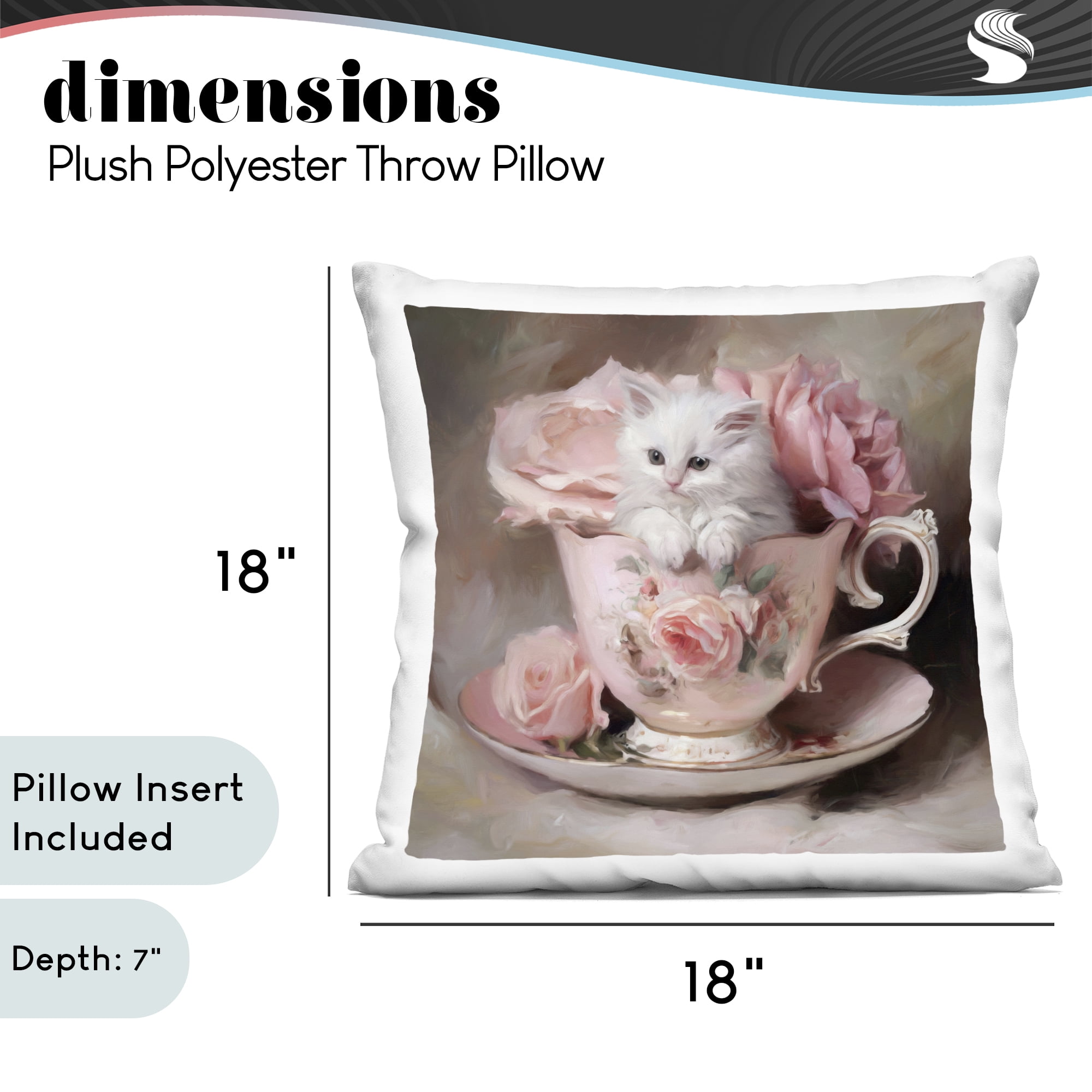 Stupell Industries Little Teacup Kitten Decorative Printed Throw Pillow, design by Tina LeCour