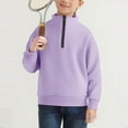 thumbnail image 6 of Boys Quarter Zip Sweatshirt Loose Fitting Solid Color Long Sleeve Athletic Sports Pullover Sweatshirt Boy's Oversized Hoodies Purple 13Y, 6 of 9