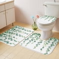 thumbnail image 4 of Green Eucalyptus Leaf Bathroom Rugs Set Watercolor Style Leaves Plant Non Slip Absorbent Soft Bath Mats 3 Piece Set with Bathroom Rug, U-Shaped Floor Mat, Toilet Seat Cover Small Size, 4 of 9