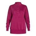 thumbnail image 5 of Time and Tru Women's Mock Neck Sweatshirt with Button Placket, Sizes XS-XXXL, 5 of 5