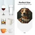 thumbnail image 6 of Honeii Modern Cute Dog print Leather Coaster Set of 4, ideal for safeguarding your furniture from drinks spills and effortless cleanup-Octagon, 6 of 6