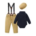 thumbnail image 2 of Baby Boys Outfits Clothes Set 0-18 Months Toddler Infant Party Romper Suspender Pants Beret Hat Tie, 2 of 11