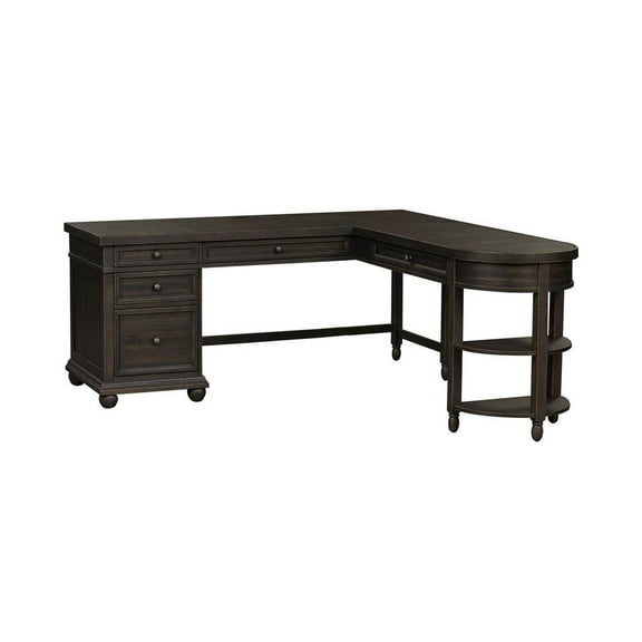 Harvest Home Black Opt L Shaped Desk Set