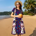 thumbnail image 4 of Logiee Llama Alpaca Print Womens Summer Dress,Casual Short Sleeve Sundresses,Beach A-line Shift Dress with Pockets, 4 of 6
