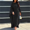 thumbnail image 2 of Elegant Satin Maxi Party Dress for Women Batwing Sleeves Round Neck Loose Flowing Abaya Robe, 2 of 6