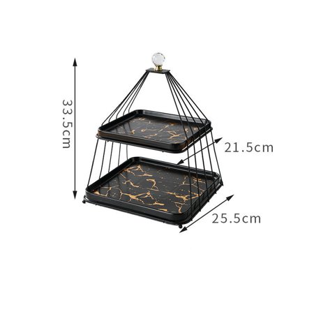 

Toyella Double Three Layers Fruit Stand Ceramic Cake Wedding Display Stand Black