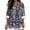 Blue Bamboo Patchwork, variant on Workout Tops Cotton Linen Summer Tops Blue Toile Landscape Print Side Button Curved Hem Long Sleeve Tops for Women for Vacation, Size Medium
