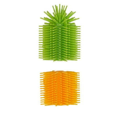 Spike Silicone Fidget Tactile Pencil Topper & Grip Combo Pack - Sensory Motor Aid for School, Home, Work, (Green/Yellow)