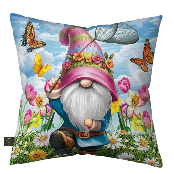 Briarwood Lane Spring Indoor/Outdoor Pillow 17x17 Springtime Gnome For Spring Pillow
