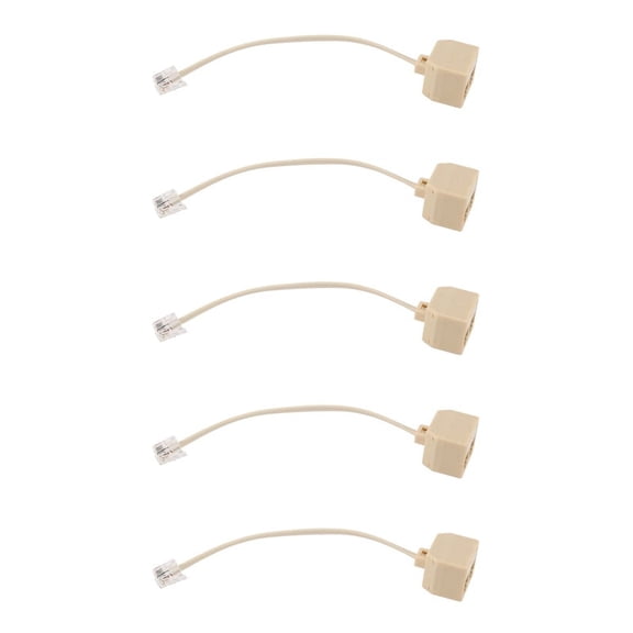 5X Telephone RJ11 Male Line to Double RJ11 Female Jack Filter Splitter Adapter