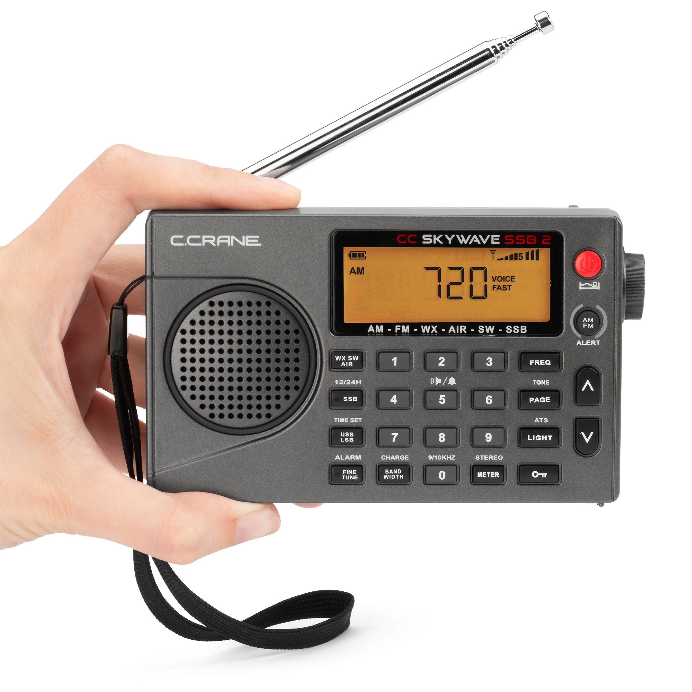 C.Crane CC Skywave SSB 2 AM, FM, Shortwave, NOAA Weather + Alert, Scannable VHF Aviation Band and Single Side Bands Small Battery Operated Portable Travel Radio Includes SW Wire Antenna Adapter