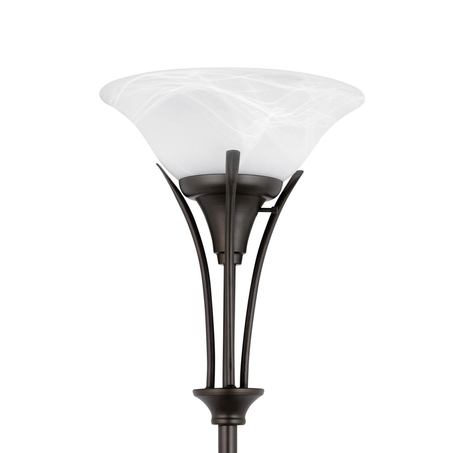 Lampe sur pied en métal de 70 pouces, collection Gatineau par Globe Electric, fini en bronze foncé, abat-jour en verre d'albâtre, 63361