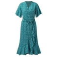 thumbnail image 6 of Sngxgn Women's Summer Long Sleeve Dress Crewneck Lace Flowy Tiered Midi Dresses(Blue,M), 6 of 7