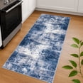 thumbnail image 2 of iOhouze Runner Rugs 2x5 Washable Runner Rug for Hallways Non Slip Kitchen Runner Low Pile Soft Printed Faux Wool Abstract Floor Runner for Inodoor Bedroom Entryway Laundry Room, Blue/Rust/White, 2 of 9