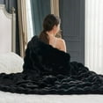 thumbnail image 3 of Faux Fur Throw Blanket for Couch, Fuzzy Soft Plush Thick Bubble Blanket for Sofa Bedroom Living Room, 60 * 80 Inches Black, 3 of 18