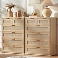 thumbnail image 4 of LEYAOYAO 41" Tall Storage 6-Drawer Rattan Chest of Drawers with Gold Handles for Bedroom, Entryway, Natural Oak, 4 of 9