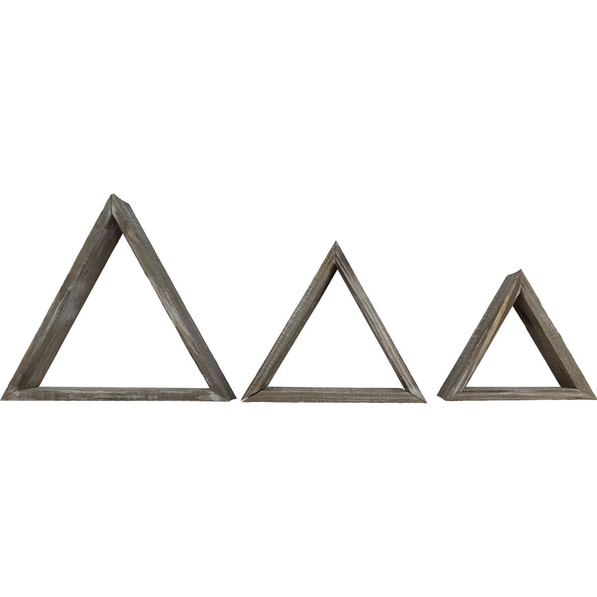 Set of 3, Triangle, Open Back, Vintage Farmhouse Shadow Box Shelves, Barnwood Decor Collection, Pebble Grey
