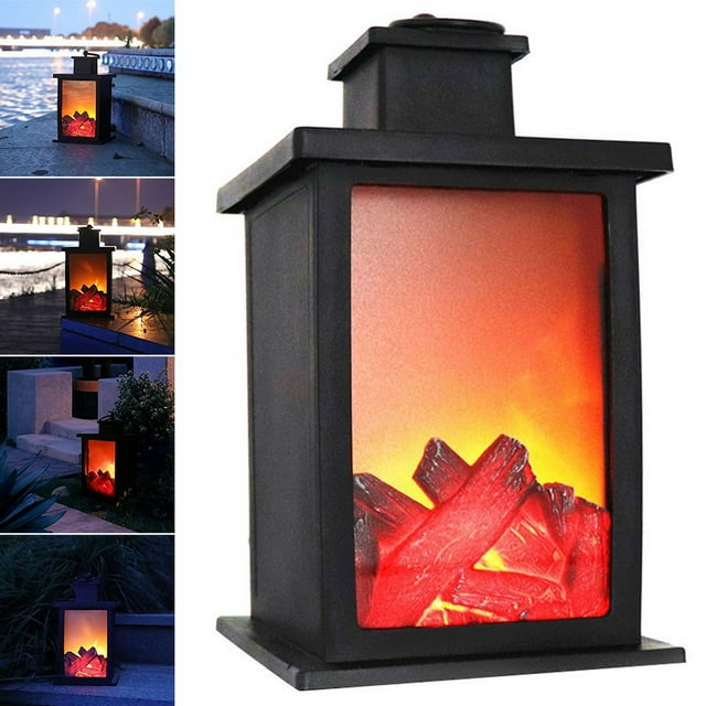Lampe Murale Extérieure Rétro à Charbon de Bois avec Ornement de Flamme, Décoration de Cheminée Simulée