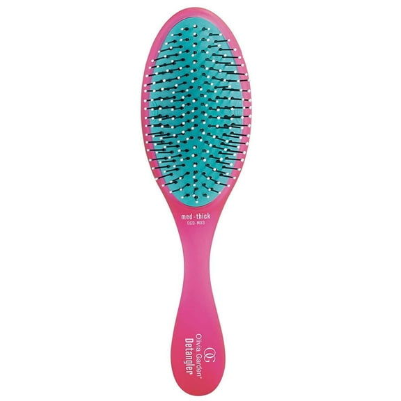 Olivia Garden OG Brush Detangler, removable cushion, scalp hugging massages the scalp, for wet or dry hair, for women, men and children, Medium to thick hair, Pink