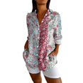 thumbnail image 2 of Pink Women Shirts, Womens Long Sleeve Boho Shirts V Neck Vintage Floral Tops Ladies Blouses Casual Graphic Shirt 2025 Spring,Women Shirts XXL, 2 of 4