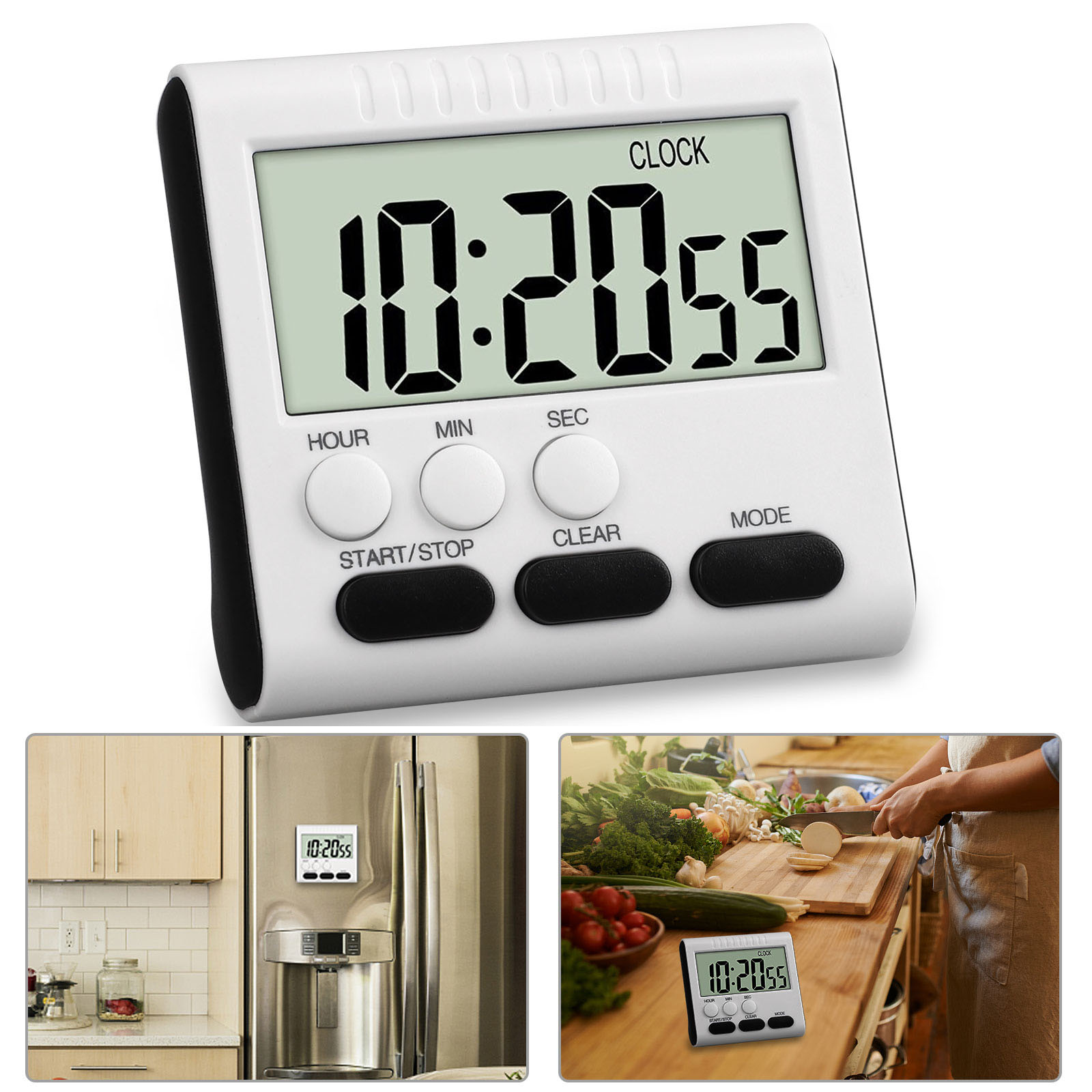 Ebingoo Kitchen Timer Digital Cooking Timer Magnetic Timers for Cooking Large LCD Screen Loud Alarm Retractable Stand and Hook and Magnetic Backing Green