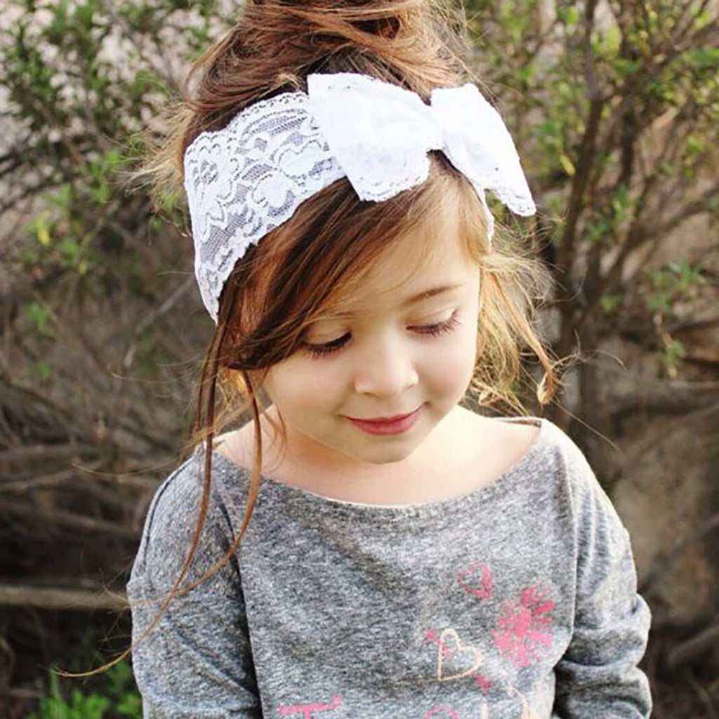 Kids Girl Baby Headband Toddler Lace Bow Flower Hair Band Headwear X7D7 