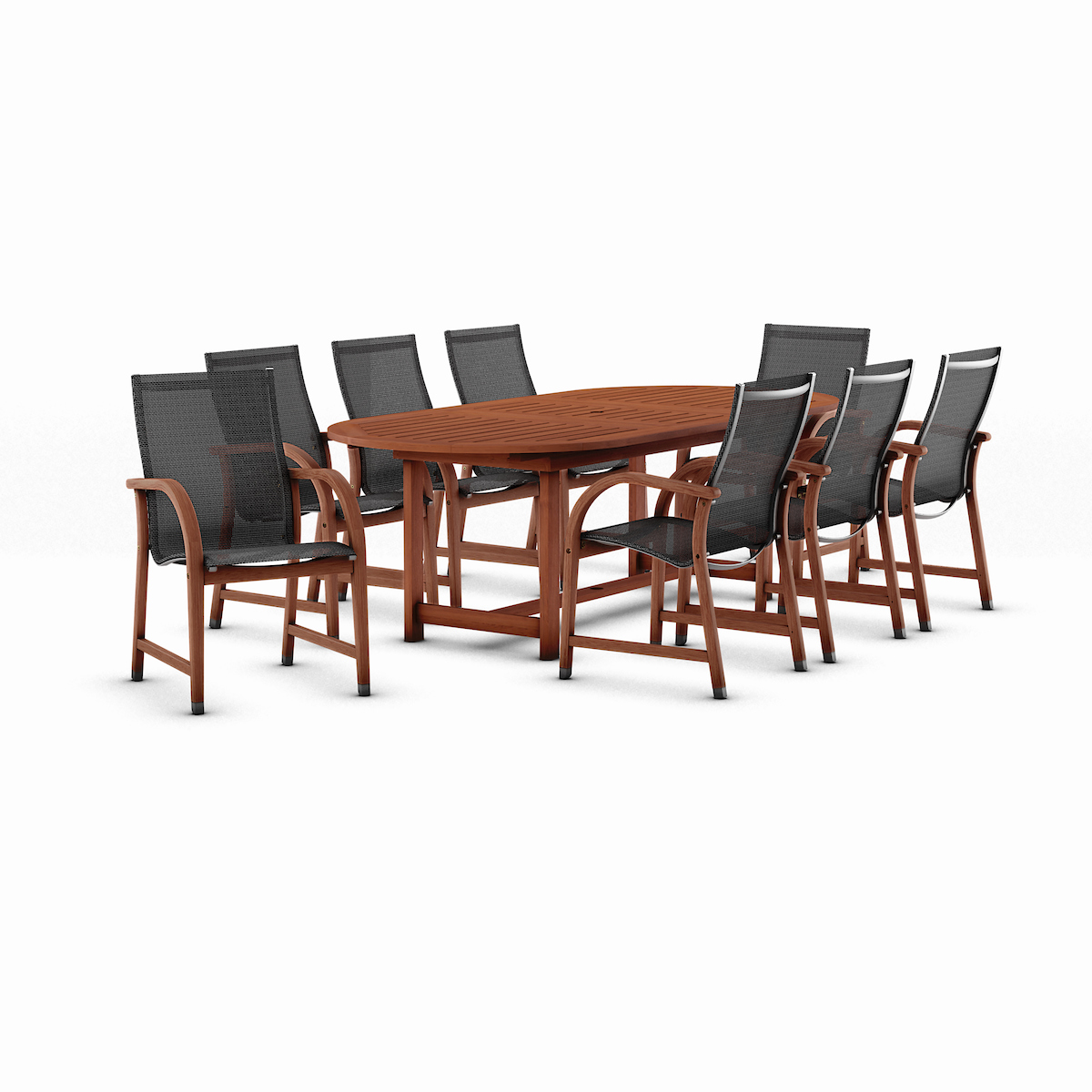 Amazonia Bahamas 9-Piece Solid Wood 100% FSC Extendable Oval Patio Dining Set - image 2 of 13